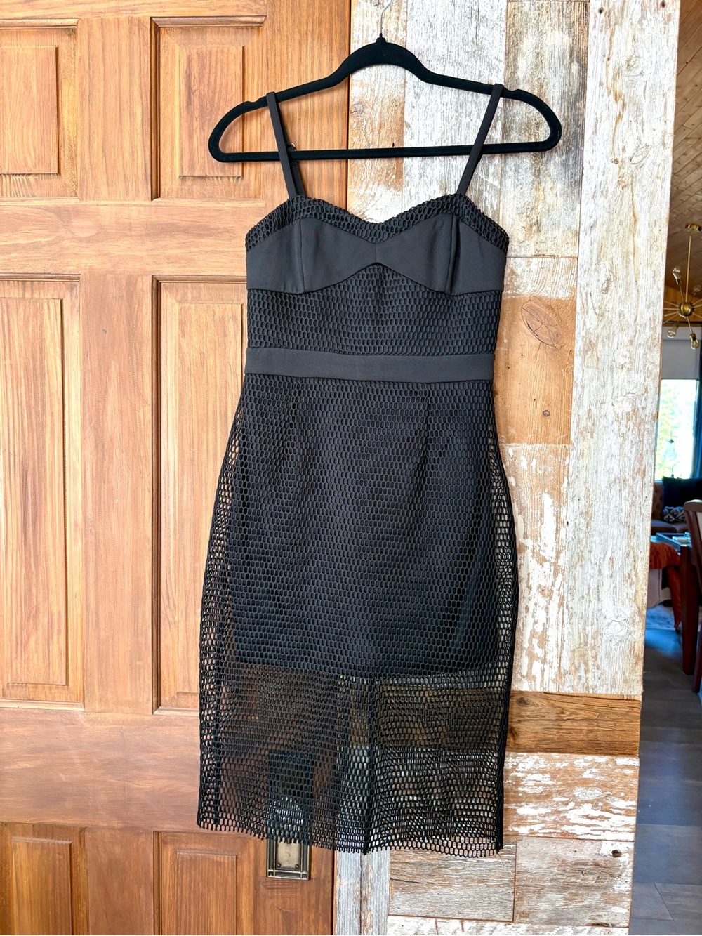 DO+BE Black Mesh Mini Dress with Spaghetti Straps